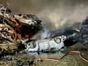 The blaze destroyed around 200 cars