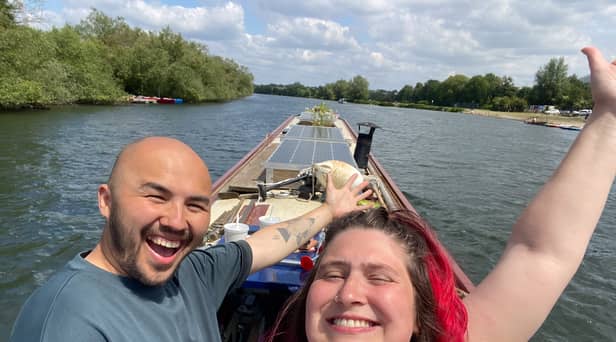 Amy and Wes on their boat.