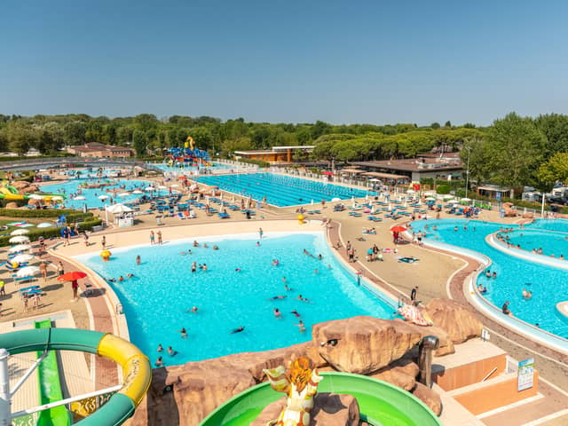 Eurocamp at Marina di Venezia   in Italy boasts a massive pool complex as well as being next to the beach