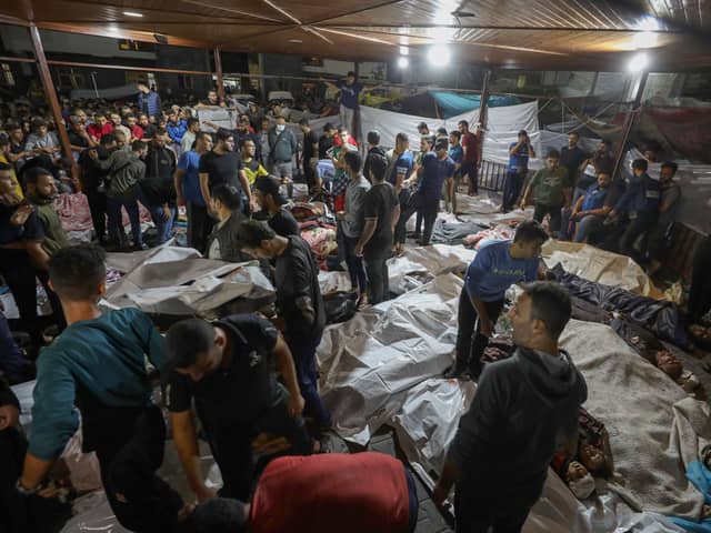 Israel has claimed that it is not responsible for an airstrike on the al Alhi Hospital in Gaza which killed at least 500 people, with Israeli officials instead placing blame on the militant group Palestinian Islamic Jihad. (Credit: Getty Images)