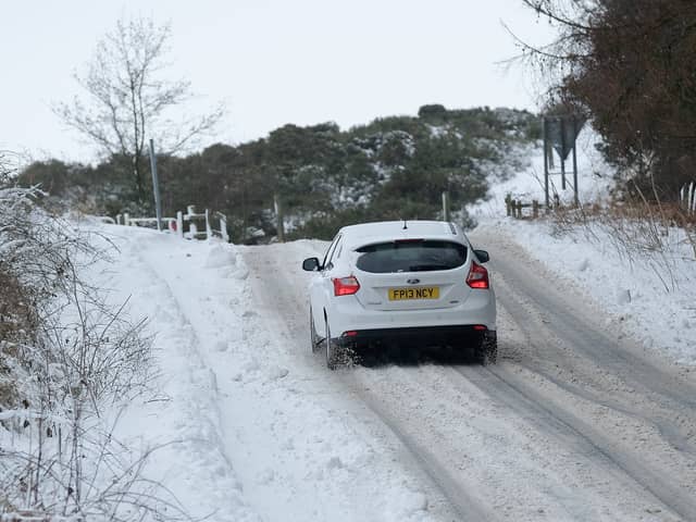 Driving in the snow.