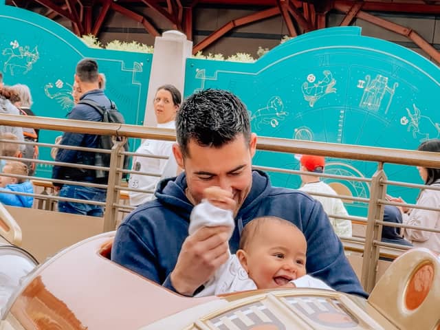 One-year-old Cruz Kimitri-McElroy with his dad Simon McElroy.