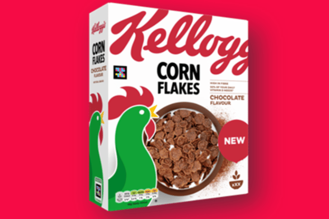 Kellogg's has recalled its chocolate-flavoured Corn Flakes after 'lumps' found in the food meant that some batches were deemed unsafe to eat. (Credit: Kellogg's/FSA)