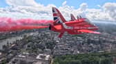 Red Arrows’ pilot’s view of RAF flypast at Trooping the Colour.