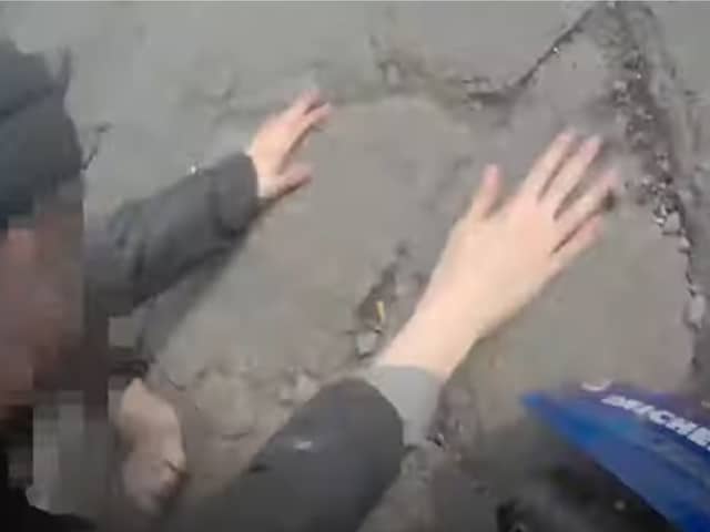 Drug dealer is tackled from off-road motorbike by police.