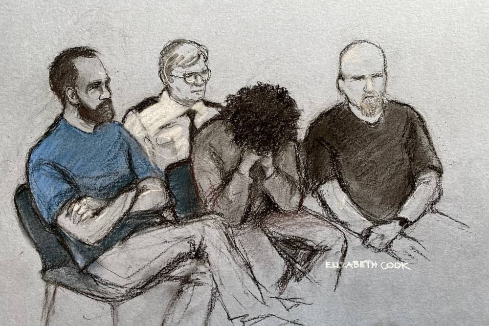 A court artist has captured the scene in court earlier as Axel Rudakubana sat in the dock at Liverpool Crown Court. Credit: Elizabeth Cook /PA Wire