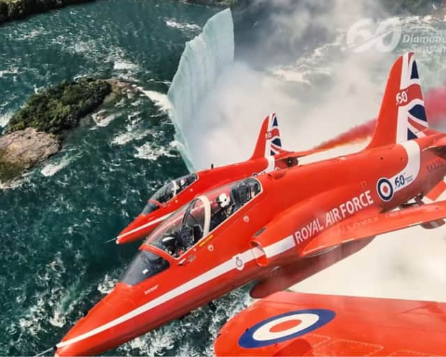 Moment Red Arrows fly over Niagara Falls captured in stunning video