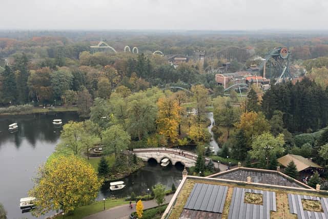 The view of the park from the Pagode ride