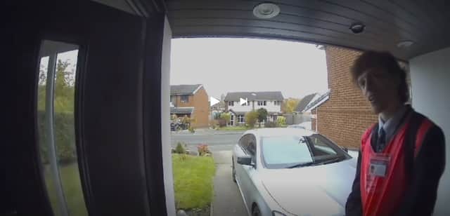 The man was filmed on a doorbell camera wishing cancer on the woman in Leyland on Wednesday afternoon