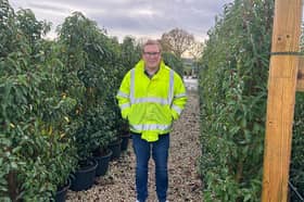 MD of Hedges Direct in Chorley Jamie Shipley pictured outside the 15 acres of land. 