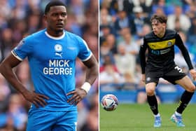Peterborough United and Wigan Athletic both have injury problems to contend with. Kwame Poku (L) has 10 goals this season but won't feature for the Posh. 