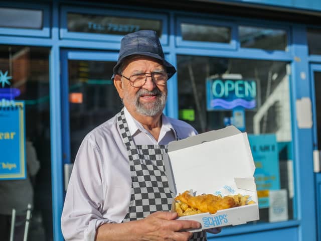John Panayis at fish and chip shop Nick's Plaice in Northampton.