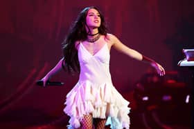 LAS VEGAS, NEVADA - APRIL 03: Olivia Rodrigo performs onstage during the 64th Annual GRAMMY Awards at MGM Grand Garden Arena on April 03, 2022 in Las Vegas, Nevada. (Photo by Rich Fury/Getty Images for The Recording Academy)