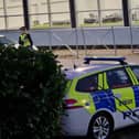 Police remain at the scene at All Saints School, Sheffield