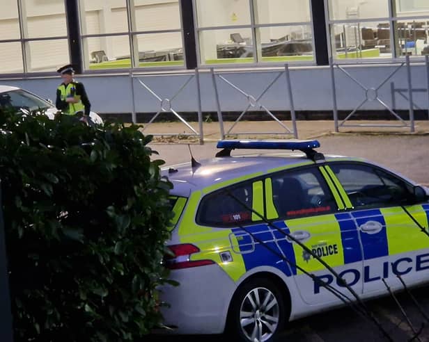 Police remain at the scene at All Saints School, Sheffield