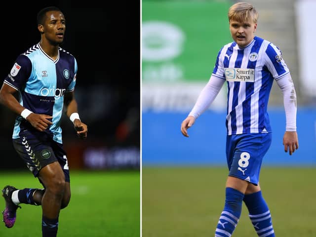 Richard Kone (L) is Wycombe Wanderers' top scorer but he has been out with injury. Wigan Athletic will be without Matt Smith because of a hamstring problem. 