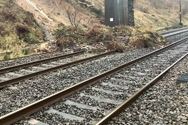 Rail services north of Preston have been suspended today following a landslip on the West Coast Main Line.