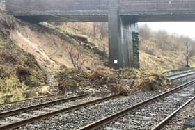 Rail services north of Preston were suspended on Friday following a landslip on the West Coast Main Line