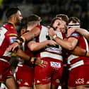 Wigan Warriors celebrate at Hull FC 