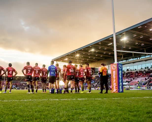 Salford Red Devils players at the Salford Community Stadium