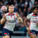 Wigan Warriors prop Luke Thompson in action for England in 2024