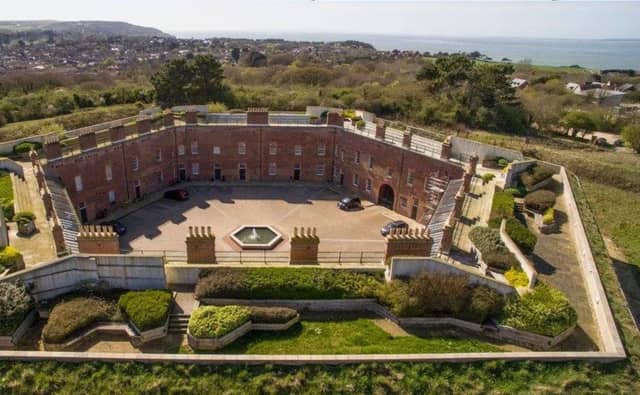 The stunning roof garden at Golden Hill Fort, an old Victorian fortress on the Isle of Wight, where a three-bedroom house is for sale with a guide price of £295,000