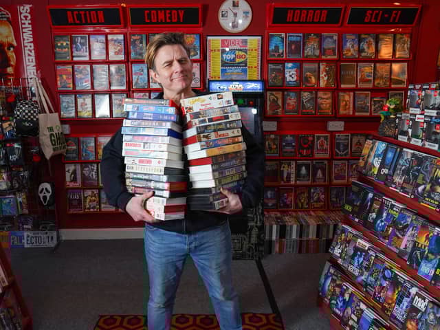 Rob Lane owner of 'The Straight To Video - 80s Video Shop' in Alfreton, Derbyshire.
