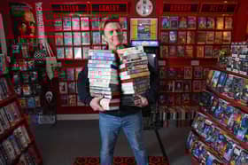 Rob Lane owner of 'The Straight To Video - 80s Video Shop' in Alfreton, Derbyshire.
