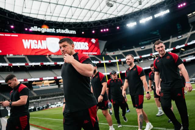 Wigan Warriors coach Matt Peet at the Allegiant Stadium in Las Vegas