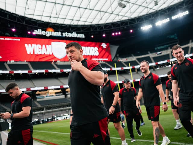 Wigan Warriors coach Matt Peet at the Allegiant Stadium in Las Vegas