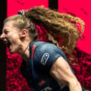 Bobbie Butters powerlifting in a competition
