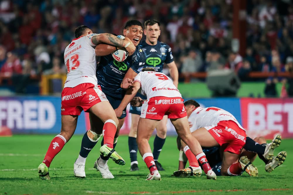 Patrick Mago in action for Wigan Warriors against Hull KR
