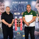 England coach Shaun Wane (left) and Australia boss Mal Meninga (right) with the Rugby League Ashes trophy