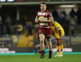 Harvey Makin in action for Wigan Warriors in a 2025 pre-season friendly against Leeds Rhinos