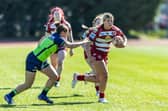 Emily Veivers in action for Wigan Warriors Women