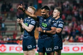 Bevan French salutes the travelling Wigan Warriors fans after win over Hull KR at Sewell Group Craven Park