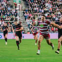 Wigan Warriors prop Tyler Dupree in action against St Helens in 2024