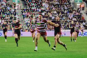 Wigan Warriors prop Tyler Dupree in action against St Helens in 2024