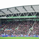The South Stand at the Good Friday derby between Wigan Warriors and St Helens at a sold-out Brick Community Stadium