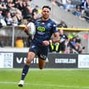 Bevan French scoring a try for Wigan Warriors against Hull FC