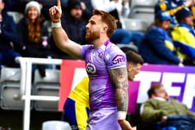 Adam Keighran celebrating a try for Wigan Warriors at Magic Weekend