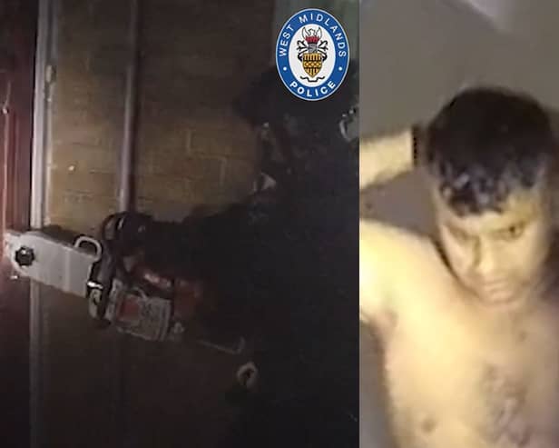 Police break through gang leader’s front door using chainsaw.
