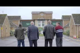 The British Blood Scandal: Poisoned at School. (L-R) Gary Webster, Steve Nicholls, Richard Warwick and Adrain Goodyear at Treloar's school.