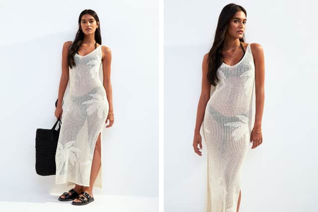 New Look Cream Palm Crochet Cover Up Maxi Dress