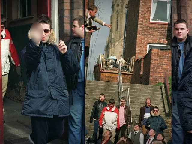 Oasis photographed in Wigan in 1997 when they visited the town to shoot a cover for their single.