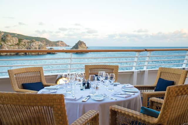 Dining outdoors on SeaDream is a picture-postcard experience
