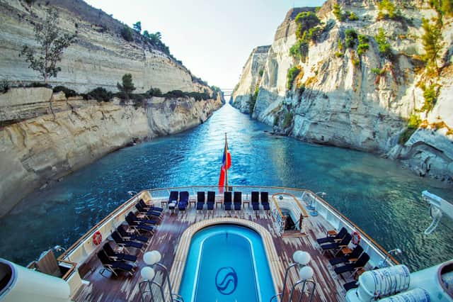 Incredible views while sailing through the Corinth Canal
