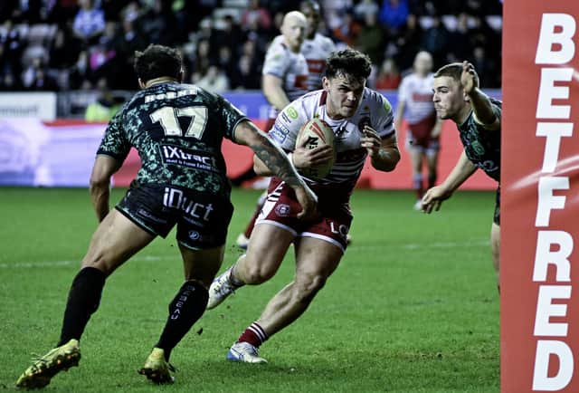 Tom Forber in action for Wigan Warriors