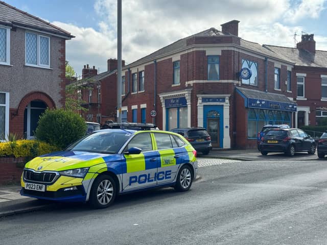 Lancashire Police were spotted at Martin's Funeral Director's in Tulketh Brow, Ashton, Preston, this morning (Tuesday, April 28)