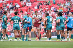 Sam Walters was shown a red card for a dangerous tackle on Hull KR man Bill Leyland in Wigan Warriors' Challenge Cup final win